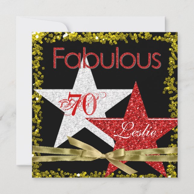 RED FABULOUS 70 Birthday Invitation (Front)