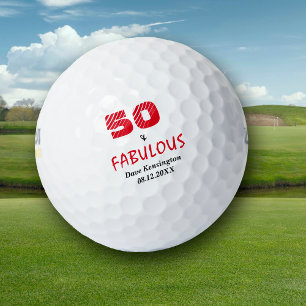 Red Fabulous Fifty Birthday Personalised Golf Balls