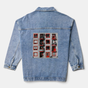 Red Facade Zuidoost Balcony Building Photography Denim Jacket