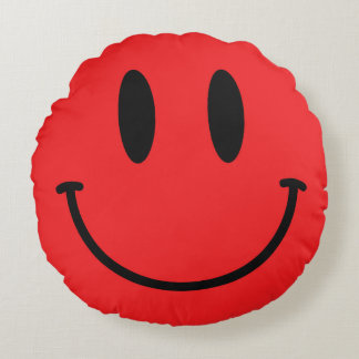 Red Face Round Throw Pillow
