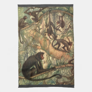 Red Faced Spider Monkeys by Louis Sargent Tea Towel
