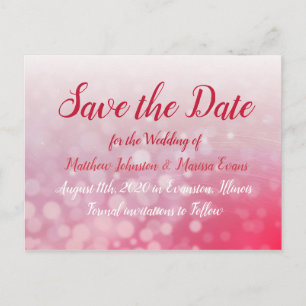 Red Fade Bubbles  Save the Date Postcard
