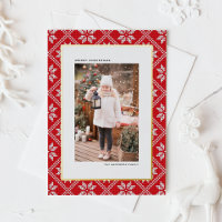 Red Fair Isle Knit Pattern Photo Christmas