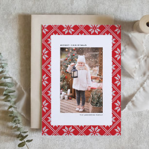 Red Fair Isle Knit Pattern Photo Christmas Holiday Card