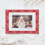 Red Fair Isle Winter Knit Pattern Photo Christmas Holiday Postcard<br><div class="desc">Send warm holiday wishes wrapped in a cosy, festive design with this Photo Christmas Postcard, featuring a charming Fair Isle knit pattern background. The intricate design evokes the comforting feel of winter warmth and holiday cheer. This customisable photo Christmas postcard offers a festive backdrop to your own personal photo. Customise...</div>