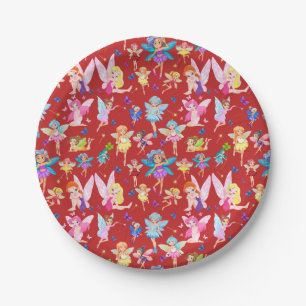 Red Fairies Gifts Paper Plate