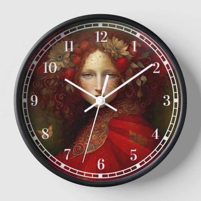 Red Fairy Fantasy Art Clock (Front)