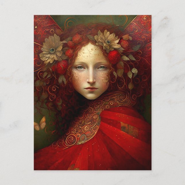 Red Fairy Fantasy Art Postcard (Front)