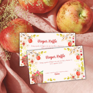 Red Fall Apple Gardening Diaper Raffle Baby Shower Enclosure Card