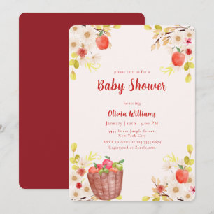 Red Fall Apple Of Our Eye Gardening Baby Shower Invitation