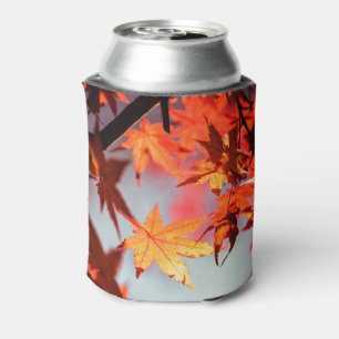 Red Fall Autumn Leaves Maple Tree Can Cooler