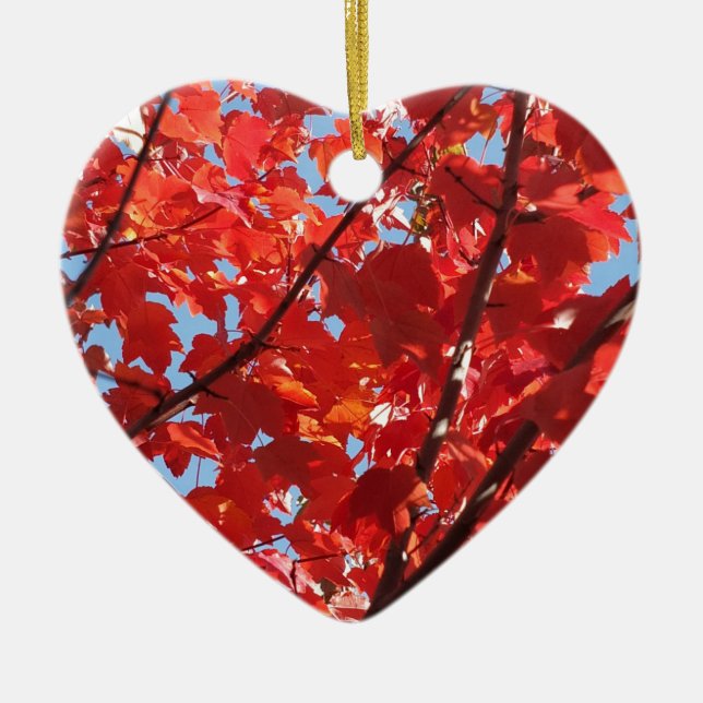 Red Fall Ceramic Tree Decoration (Front)