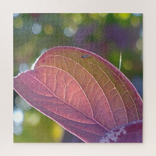 Red Fall Leaf And Bokeh Jigsaw Puzzle (Vertical)