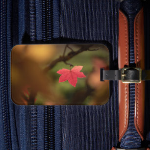 Red Fall Leaf Nature Photo Luggage Tag