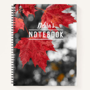 Red Fall Maple Leaves Photo Notebook
