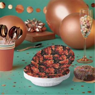 Red Fall Maple Tree Seamless Pattern Graphic Paper Plate