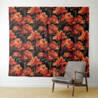 Red Fall Maple Tree Seamless Pattern Graphic