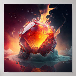 Red Falling Fireball Poster