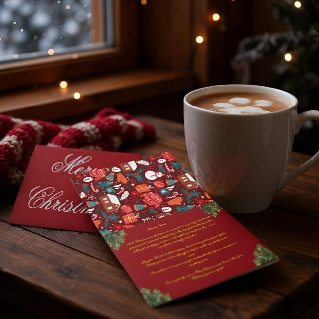 Red Family Christmas Card with Letter (Creator Uploaded)