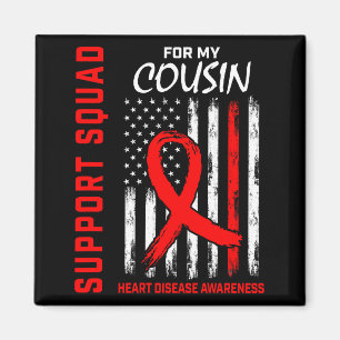 Red Family Cousin Heart Disease Awareness Flag Bac Magnet
