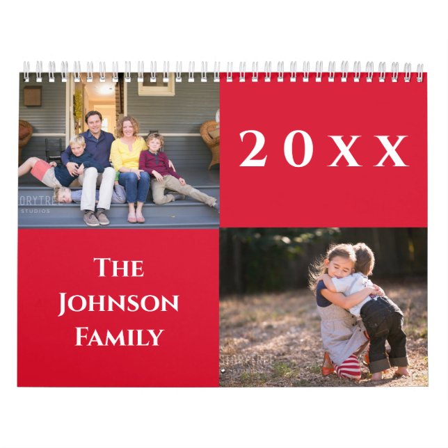 Red Family Photo Calendar 20xx (Cover)