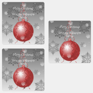 Red Fancy Christmas Ornament Baking Label