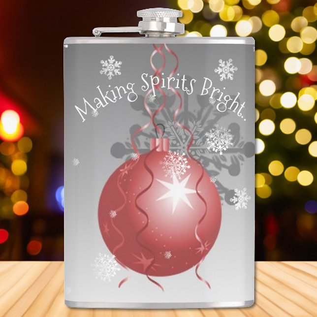 Red Fancy Christmas Ornament Flask (Red Fancy Christmas Ornament Flask)