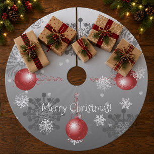 Red Fancy Christmas Ornament Tree Skirt