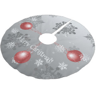 Red Fancy Christmas Ornament Tree Skirt