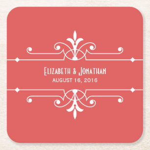 Red Fancy Ornamental Paper Coasters