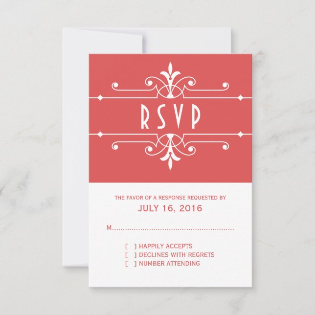 Red Fancy Ornamental Response Card (Front)