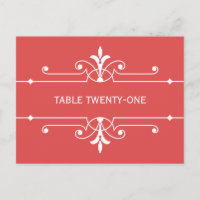 Red Fancy Ornamental Table Number Postcard