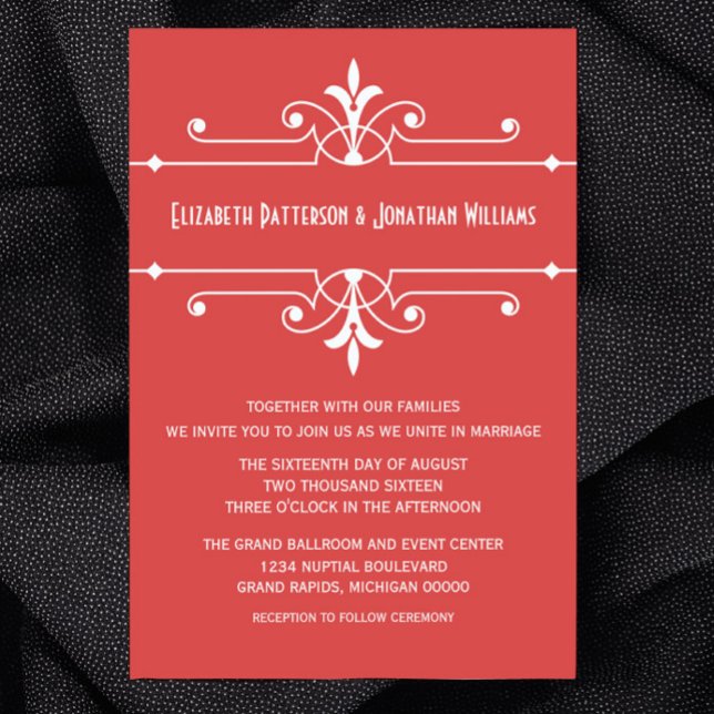 Red Fancy Ornamental Wedding Invite (Red Fancy Ornamental Wedding Invitation)