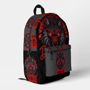 Red Fang Wolf   Bold Dark Magic Art Printed Backpack