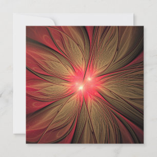 Red fansy fractal flower  card