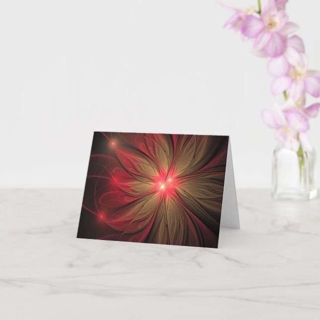 Red fansy fractal flower  card (Orchid)