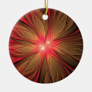 Red fansy fractal flower ceramic ornament