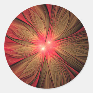 Red fansy fractal flower  classic round sticker