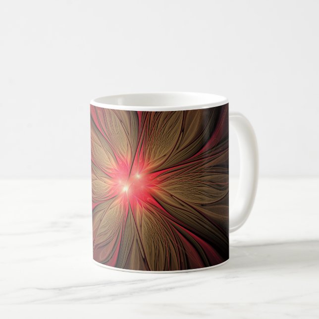 Red fansy fractal flower  coffee mug (Front Right)