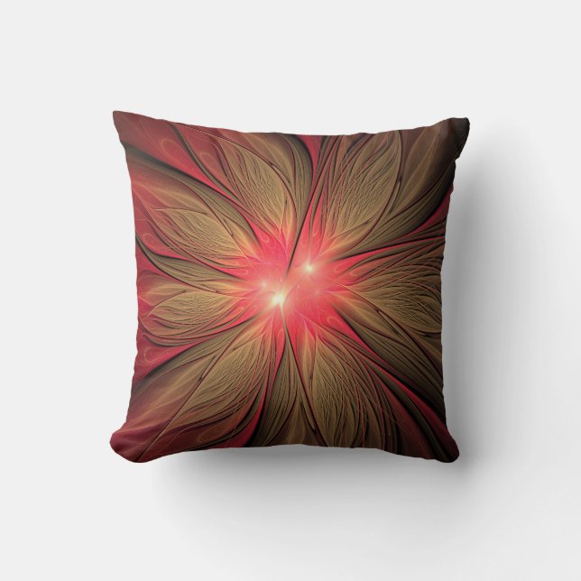 Red fansy fractal flower   cushion (Front)