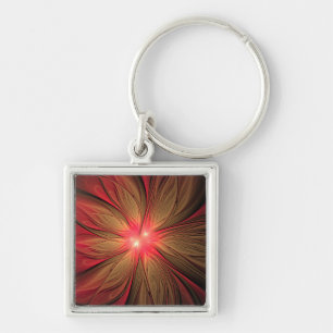 Red fansy fractal flower key ring