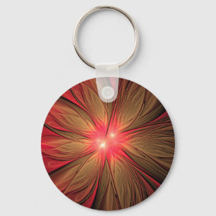 Red fansy fractal flower  key ring
