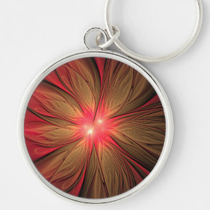 Red fansy fractal flower key ring