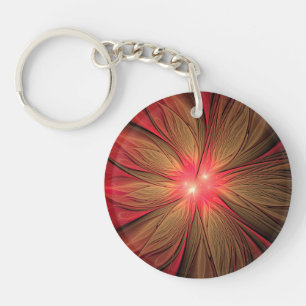 Red fansy fractal flower  key ring