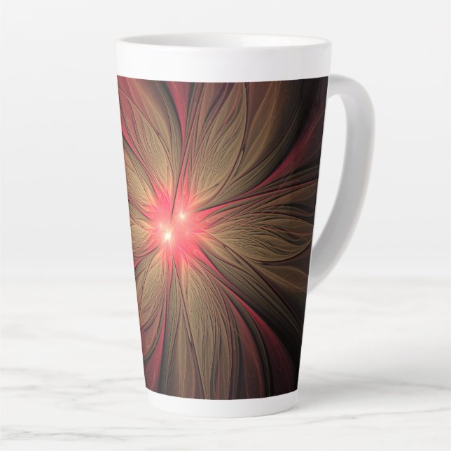 Red fansy fractal flower  latte mug (Right Angle)