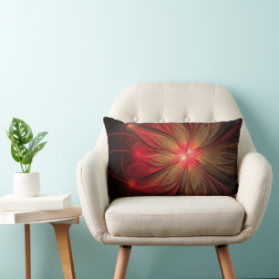 Red fansy fractal flower  lumbar cushion
