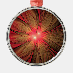 Red fansy fractal flower metal ornament