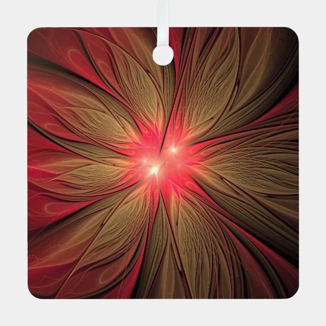 Red fansy fractal flower   metal tree decoration (Front)