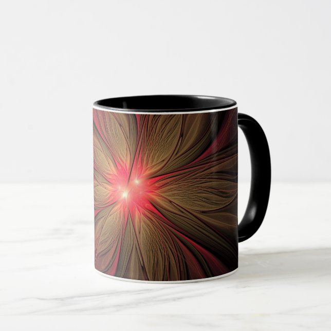 Red fansy fractal flower  mug (Front Right)