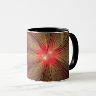 Red fansy fractal flower  mug